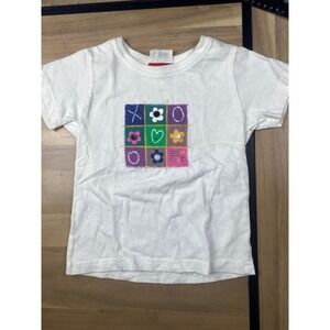 Esprit Toddler Graphic Tee XOXO‎ Flowers Colorful White Cotton Size 4T